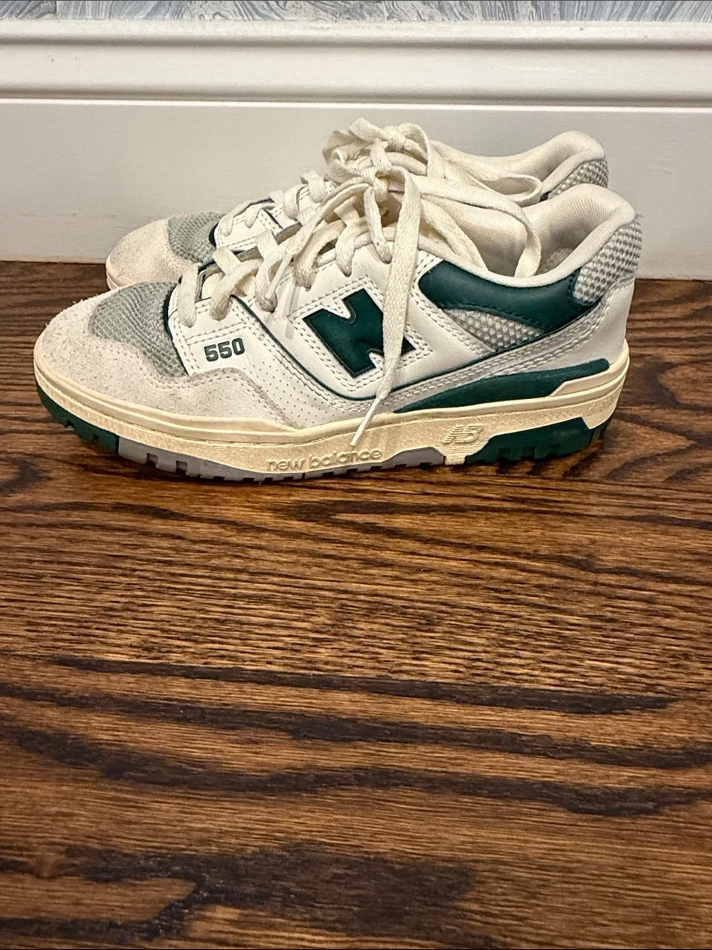 Women Neutral White and Green Athletic Sneakers